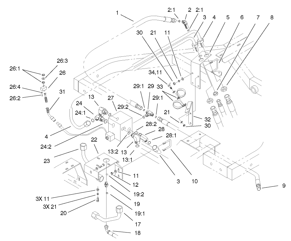 4 Wheel Drive Hydraulic Plumbing Assembly