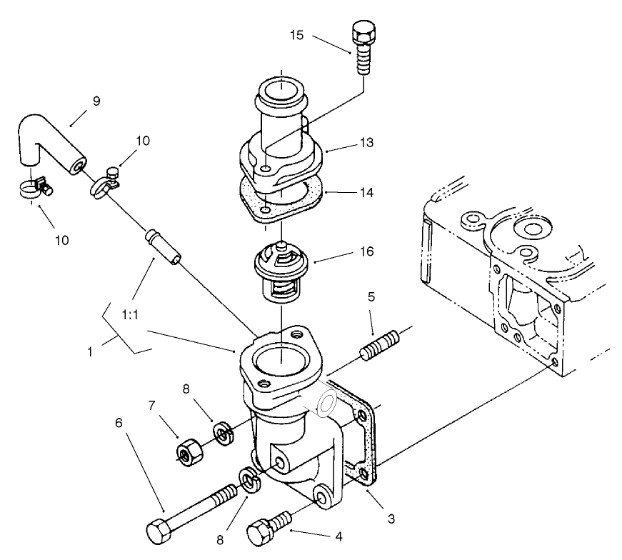 Water Flange And Thermostat Assembly