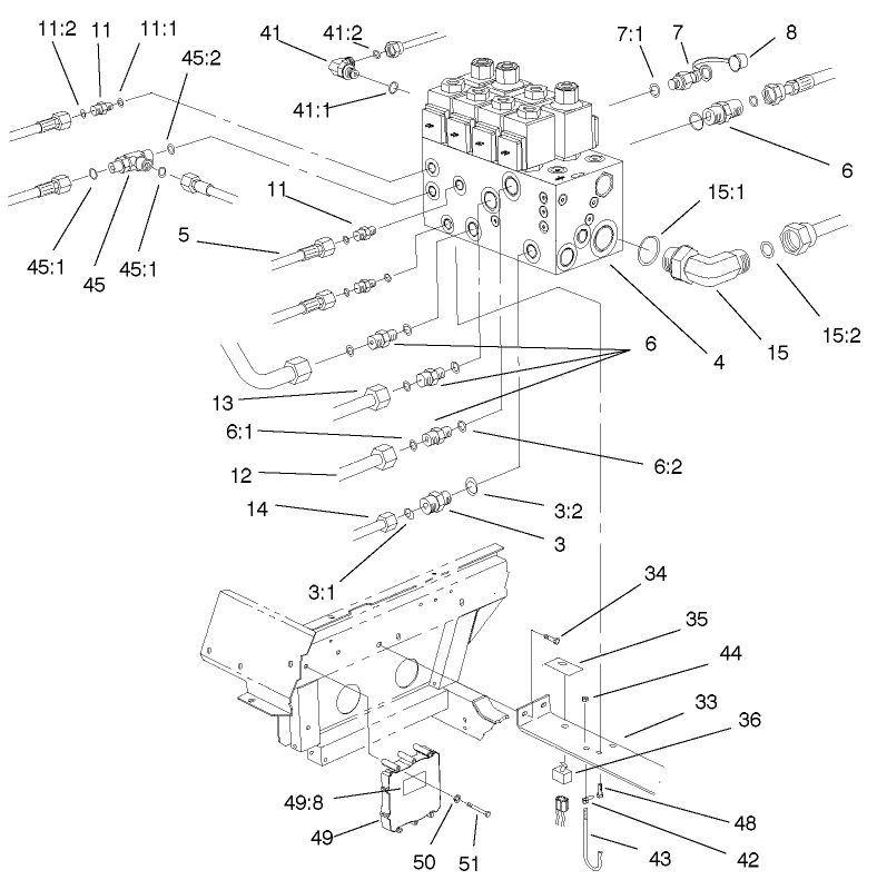 Front Hydraulic Control Block And Hose Assembly