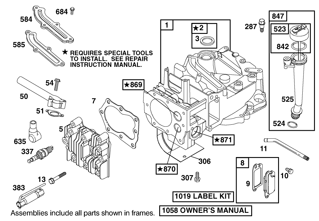 Cylinder And Cylinder Head Assembly Briggs And Stratton Model 12f802-1770-B1