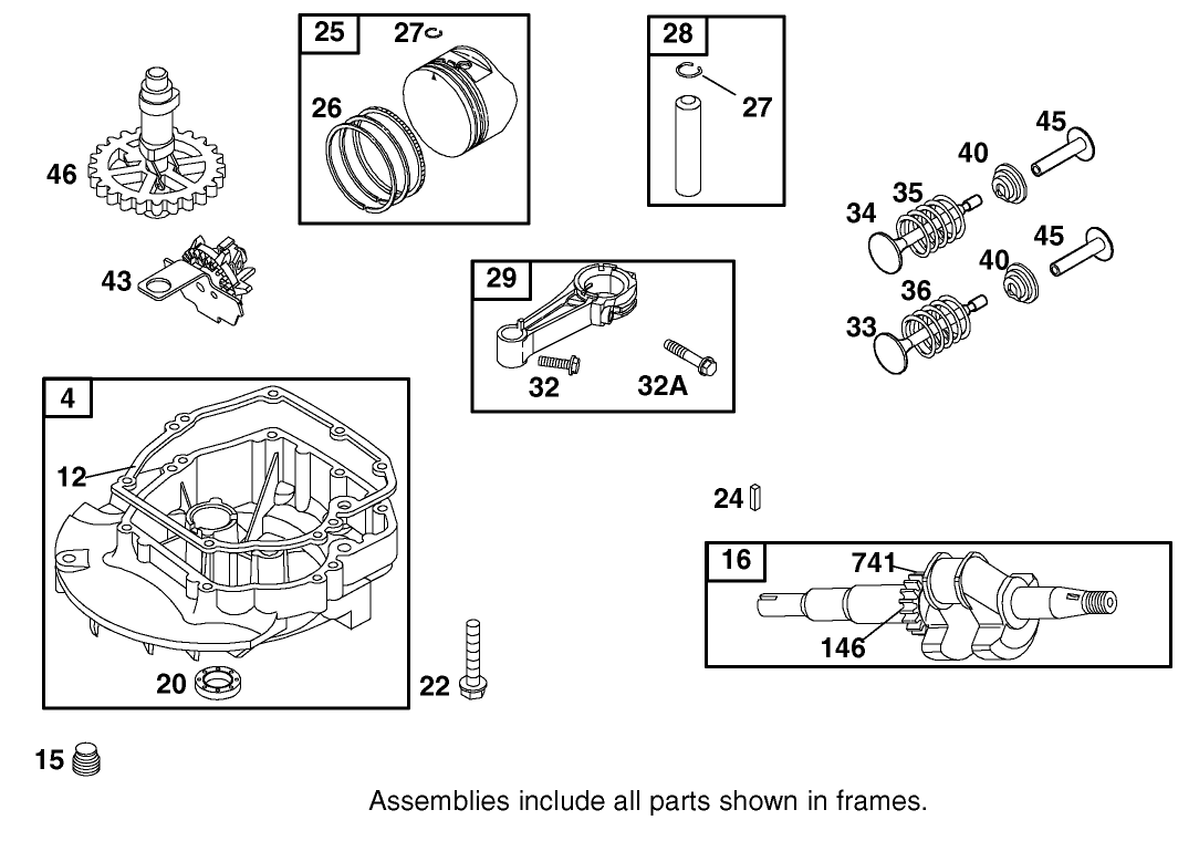 Crankcase / Crankshaft / Piston / And Valve Assembly Briggs And Stratton Model 12f802-1770-B1