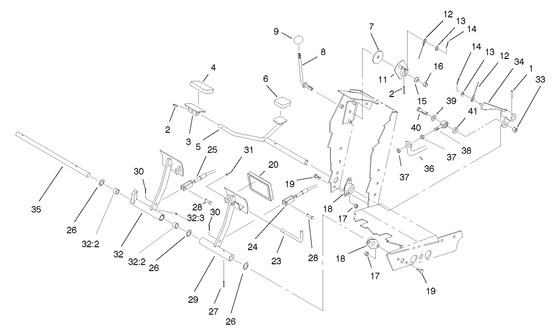 Traction And Brake Pedal Assembly
