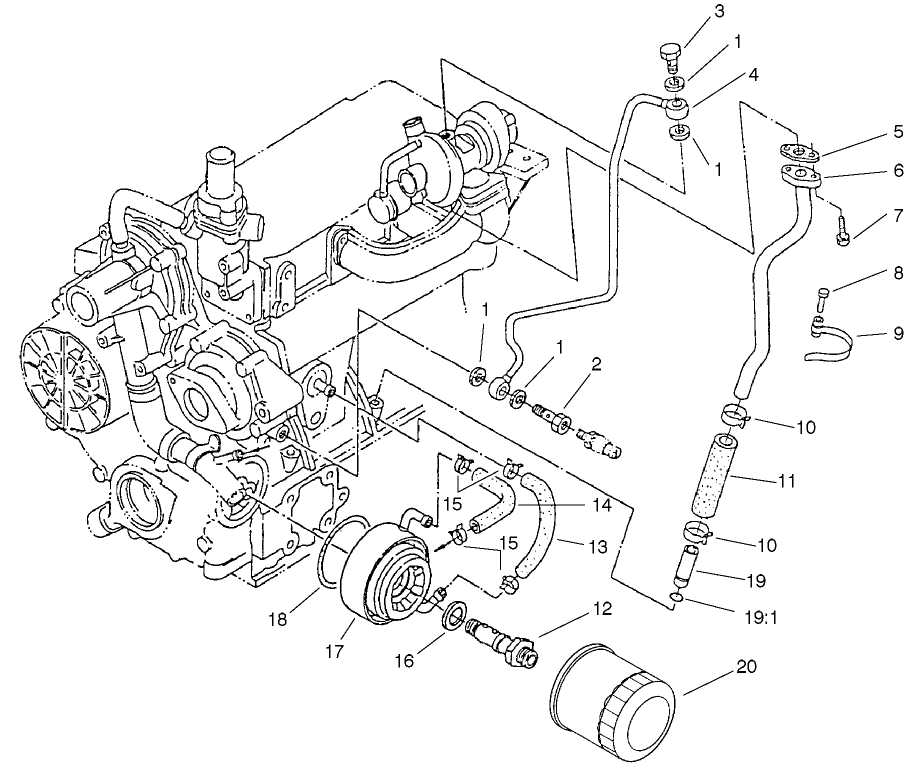 Filter, Oil Cooler And Pipe Assembly