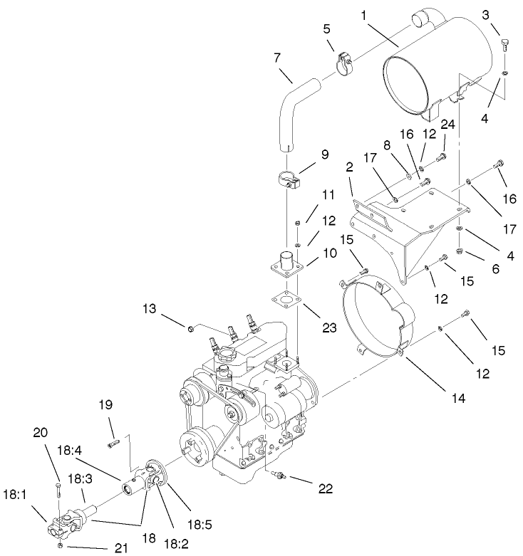 Muffler And Pump Drive Assembly