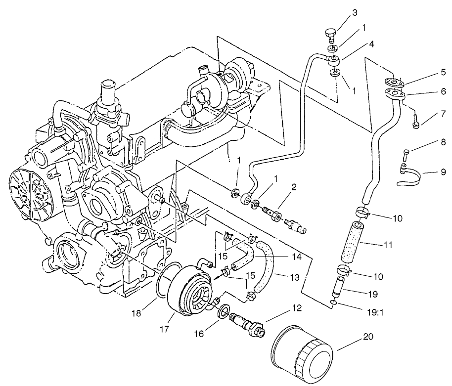Filter, Oil Cooler And Pipe Assembly