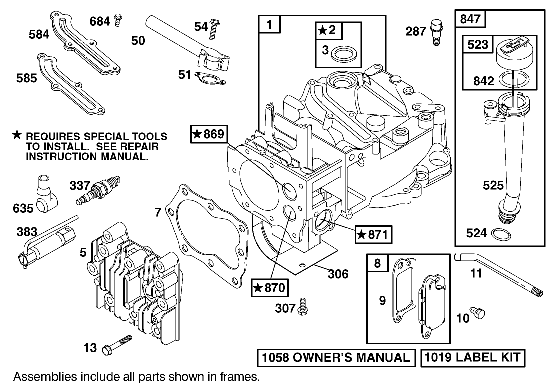 Cylinder And Cylinder Head Assembly Briggs And Stratton Model 12j805-2370-B1