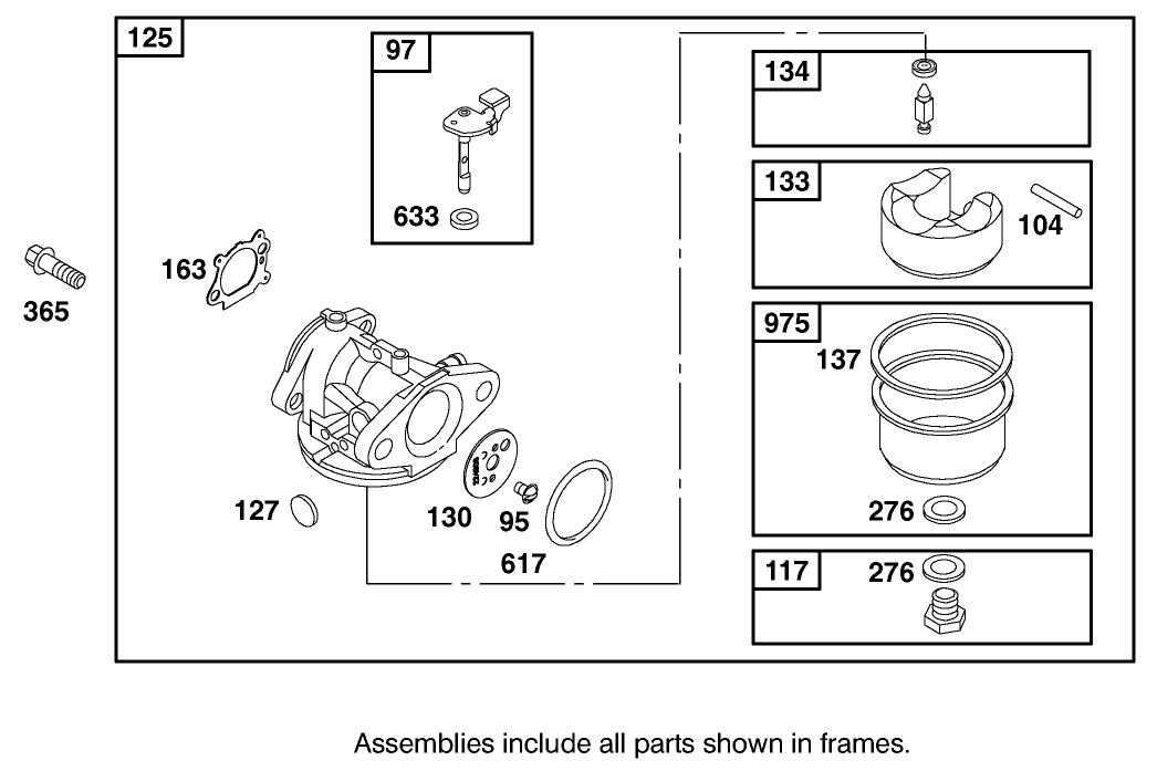 Carburetor Overhaul Kit Assembly Briggs And Stratton Model 12j805-2370-B1