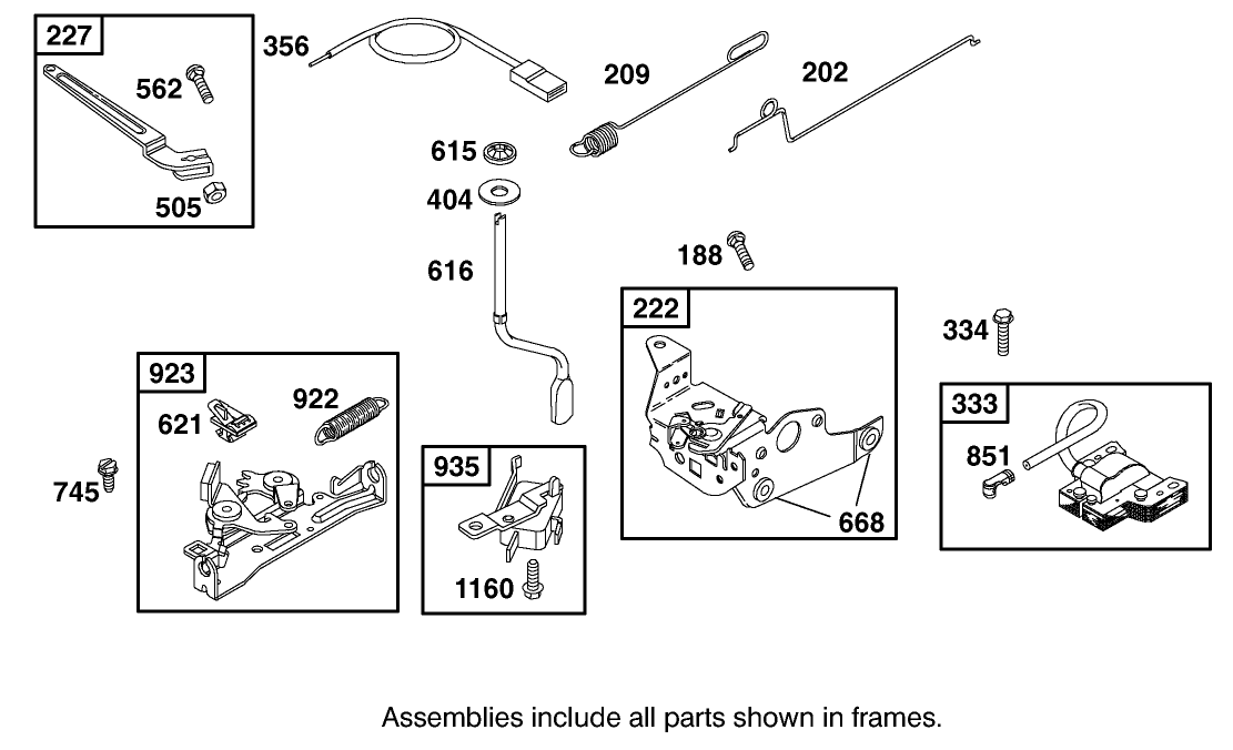 Controls / Governor / And Magneto Assemblies Briggs And Stratton Model 12j805-2370-B1