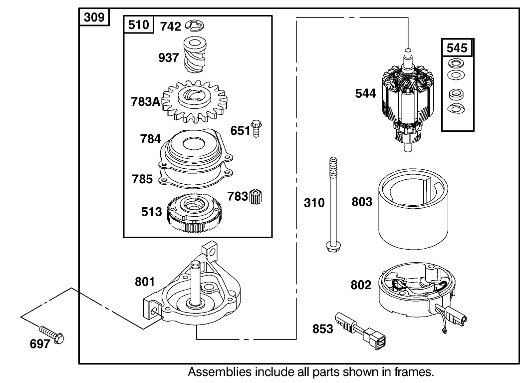 Starter Motor Assembly Briggs And Stratton Model 12j905-2370-B1