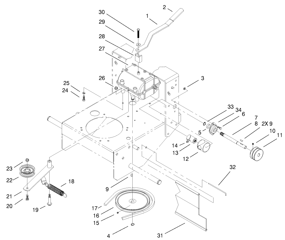 Transmission & Idler Pulley Assembly