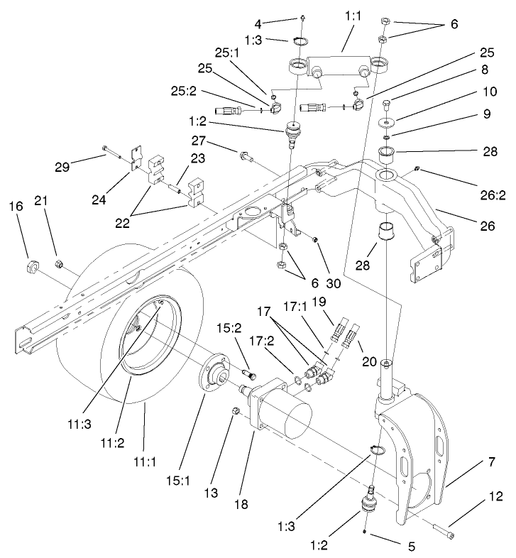 Rear Fork And Tire Assembly