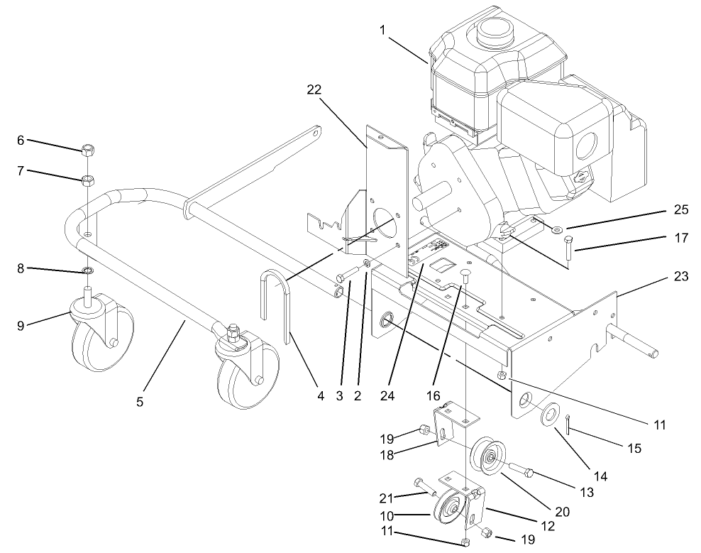 Engine And Front Wheel Support Assembly