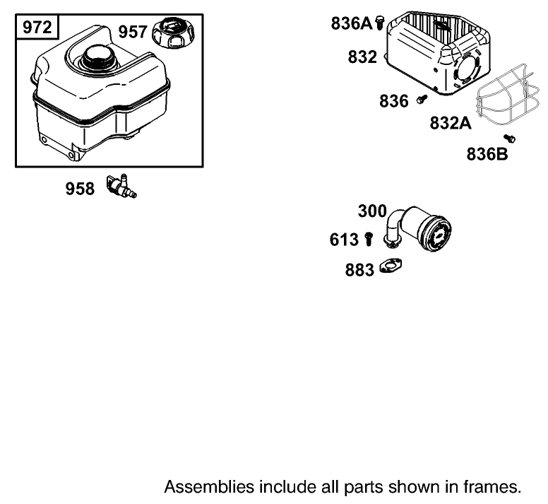 Muffler And Fuel Tank Assembly Briggs And Stratton Model 110402-0218-E1
