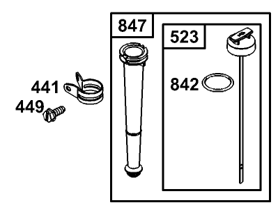 Oil Filter, Tube And Pump Assembly Briggs And Stratton Model 110402-0218-E1
