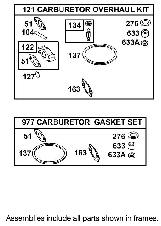 Carburetor Overhaul Kit Assembly Briggs And Stratton Model 110402-0218-E1