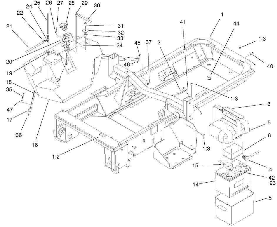 Frame, Fuel Tank And Battery Assembly