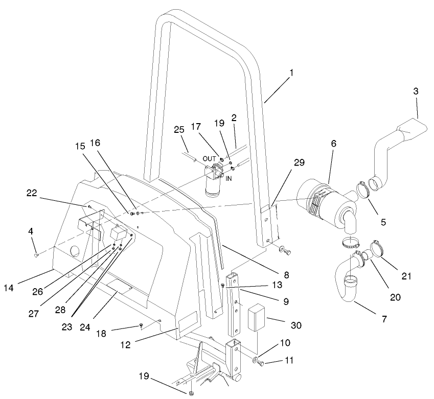 Center Shroud, Air Cleaner And Roll-Over-Protection System Assembly
