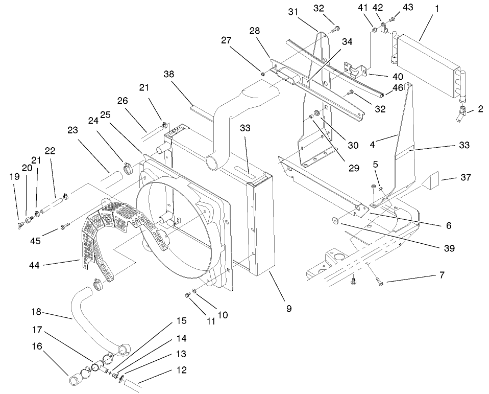 Radiator, Oil Cooler And Support Assembly