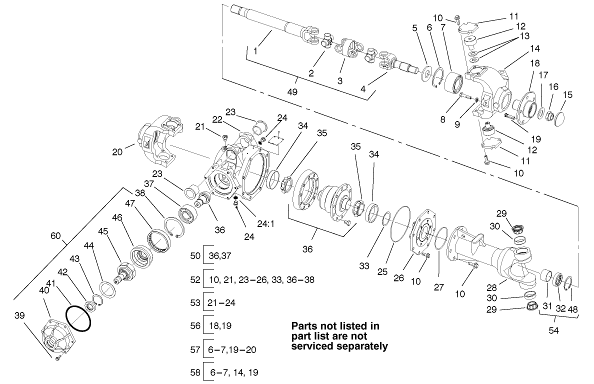 4wd Rear Axle Assembly No. 95-2592 (model 30302tc Only)