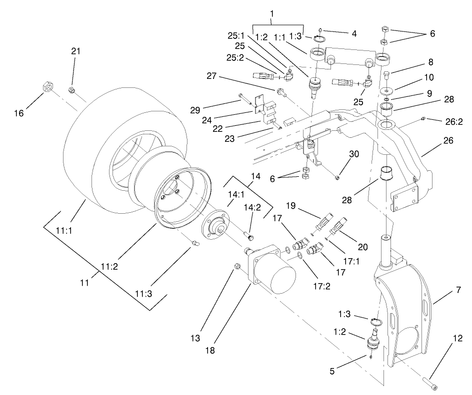Rear Fork And Tire Assembly
