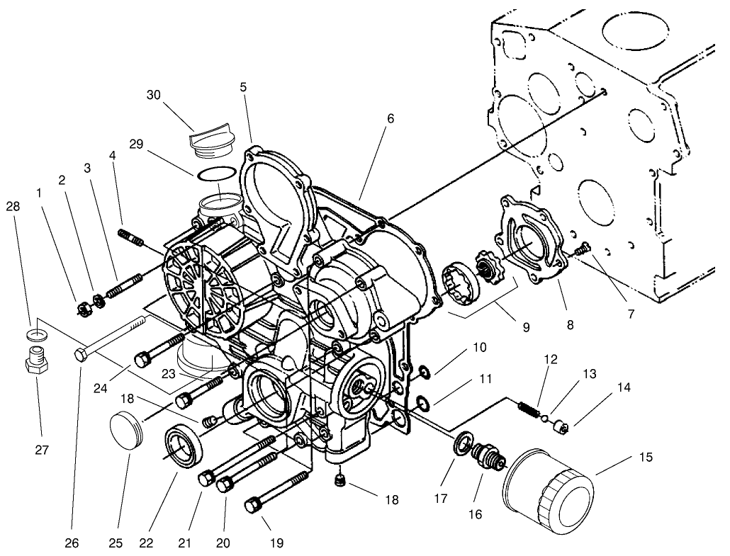 Gear Case and Oil Filter Assembly