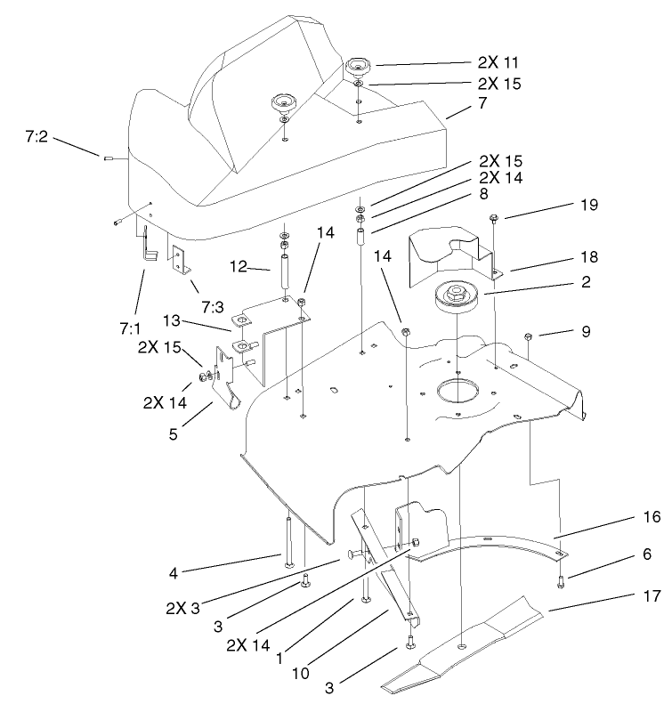 44 Inch Deck Component Assembly