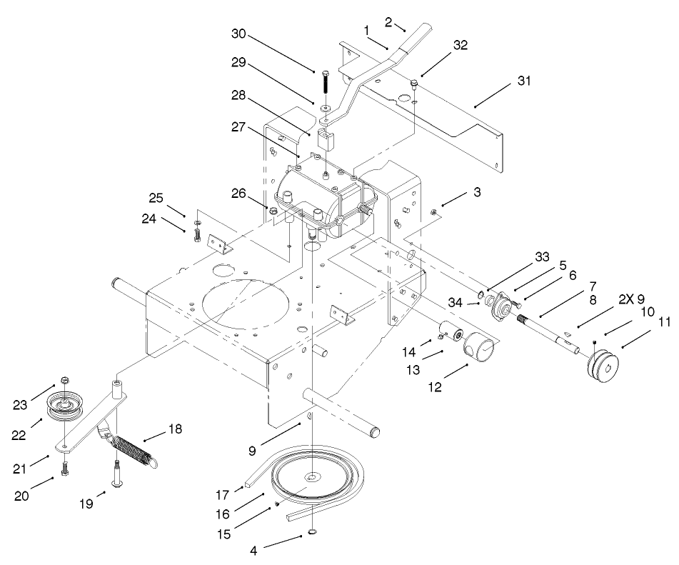 Transmission & Idler Pulley Assembly