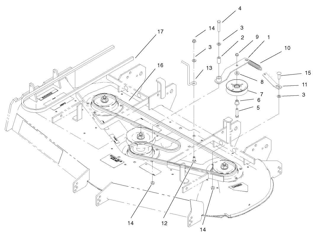 Deck, Belts And Idler Arm Assembly