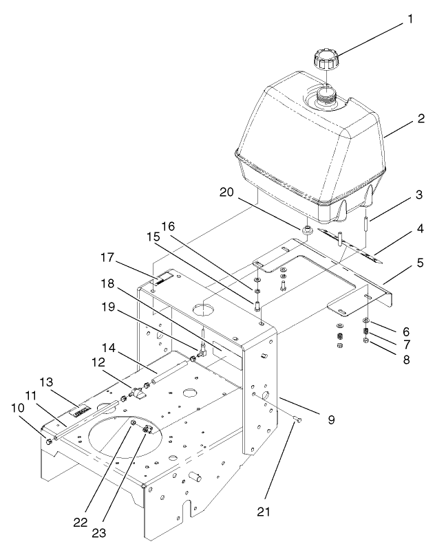 Frame, Fuel Tank And Shift Plate Assembly