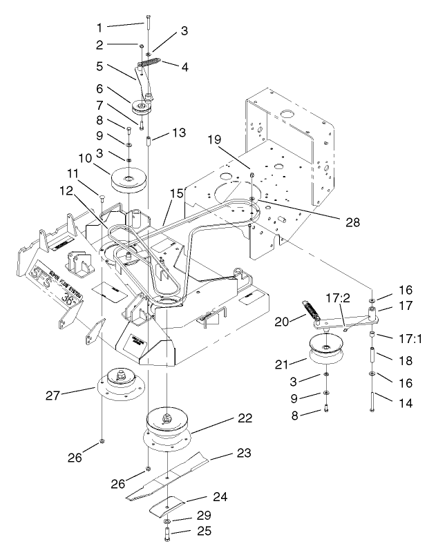 Spindles, Pulleys And Belts Assembly