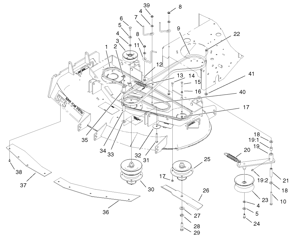 Spindle, Idler Pulley And Belt Assembly