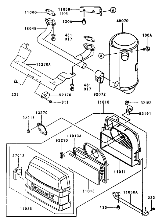 Air-Filter/muffler Assembly Kawasaki Fh451v-As08