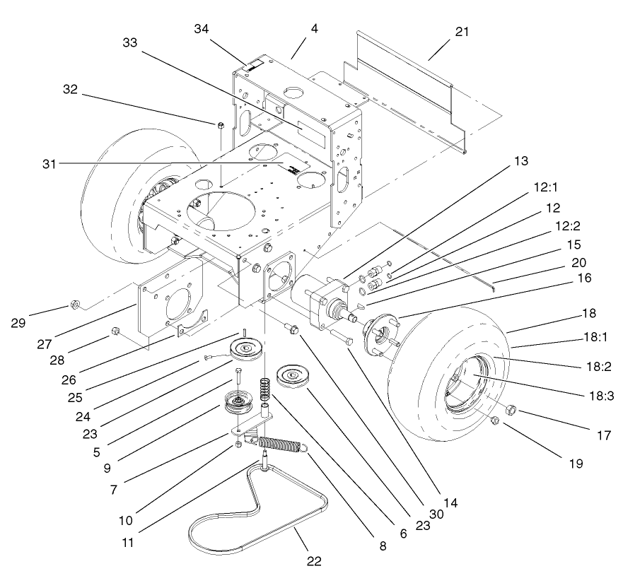 Wheel Motor, Pump Idler And Belt Assembly