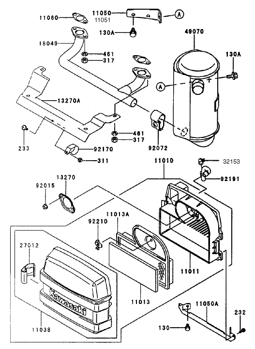 Air-Filter/muffler Assembly Kawasaki Fh451v-As08