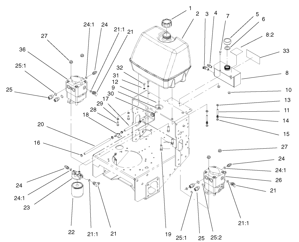Fuel Tank, Hydraulic Tank, Pump And Filter Assembly