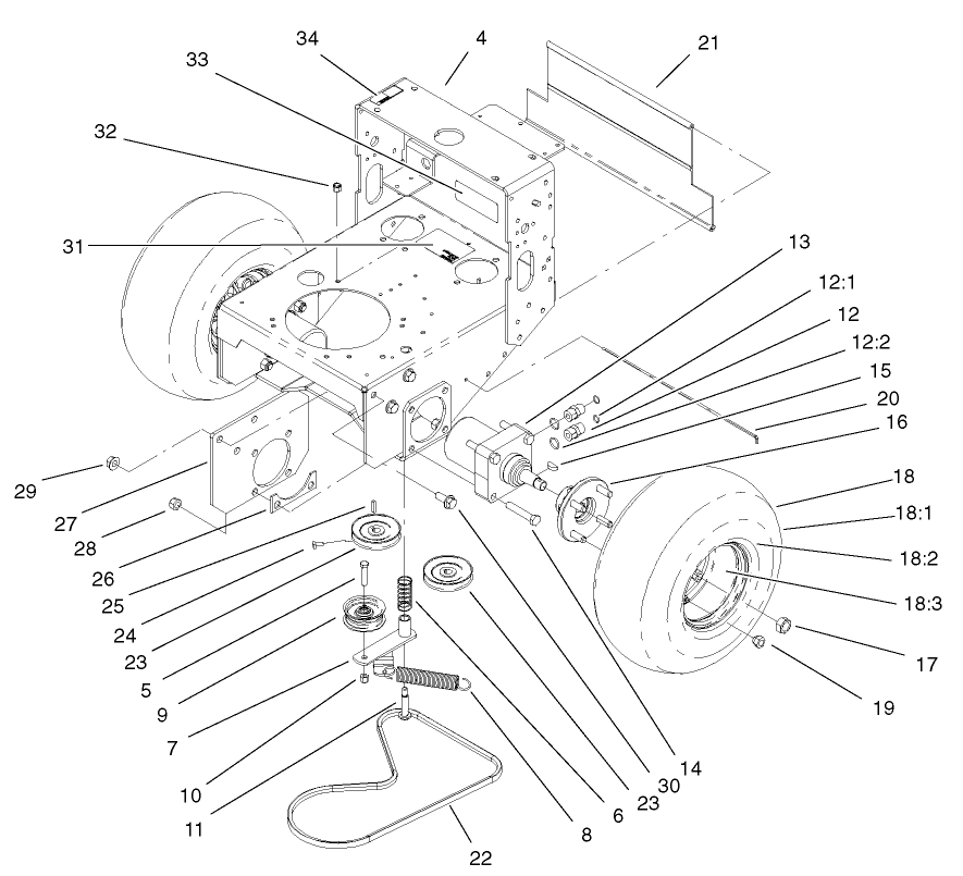 Wheel Motor, Pump Idler & Belt Assembly
