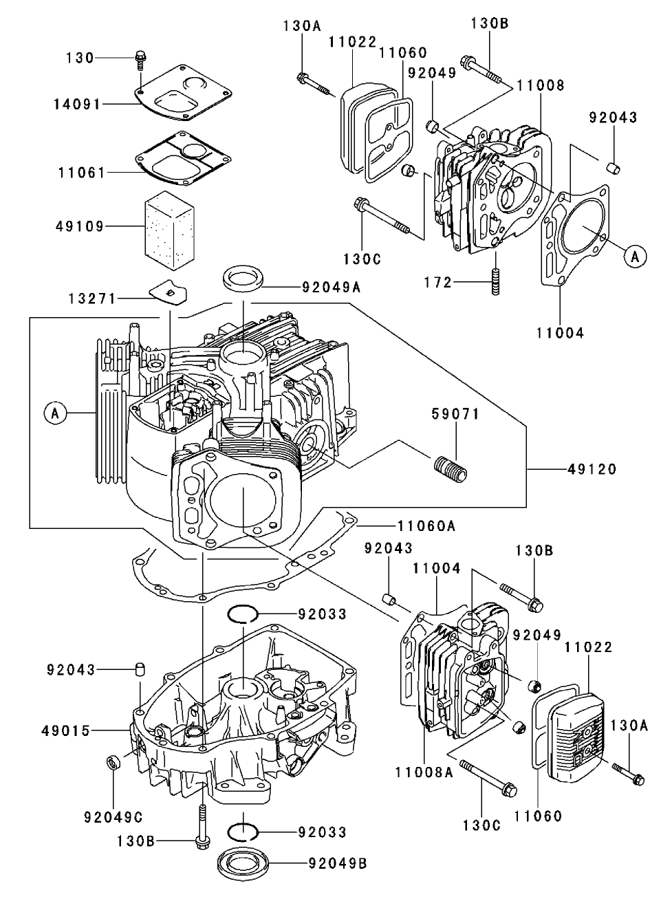 Cylinder/crankcase Kawasaki Fh500v-As30