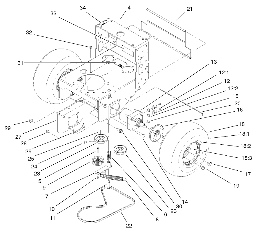 Wheel Motor, Pump Idler & Belt Assembly
