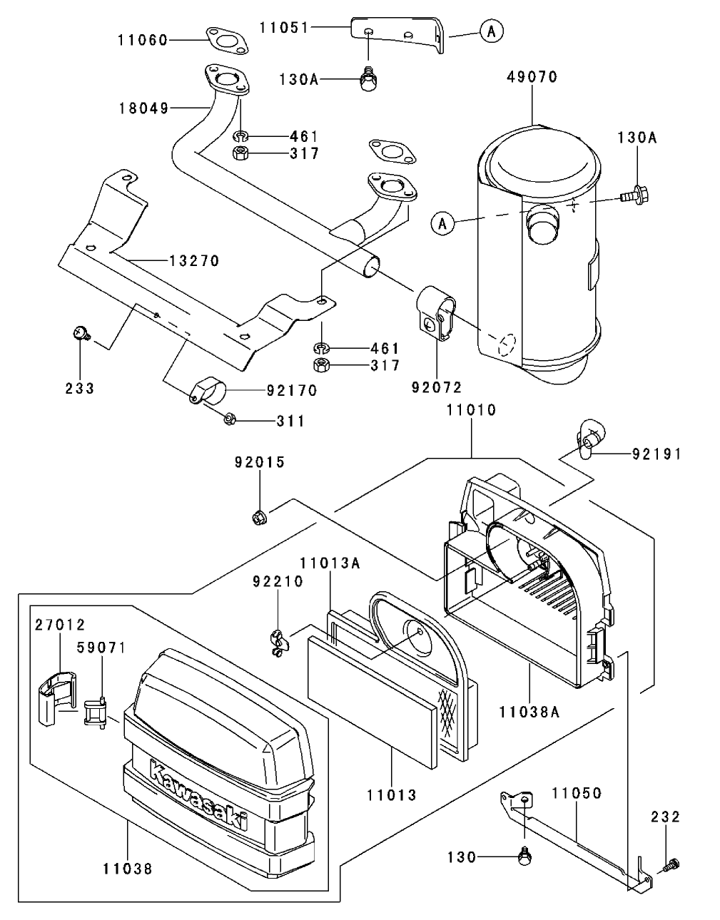 Air Filter/muffler Kawasaki Fh500v-As30