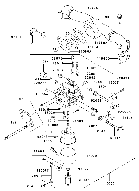 Carburetor Assembly  Kawasaki FH 531V-AS07