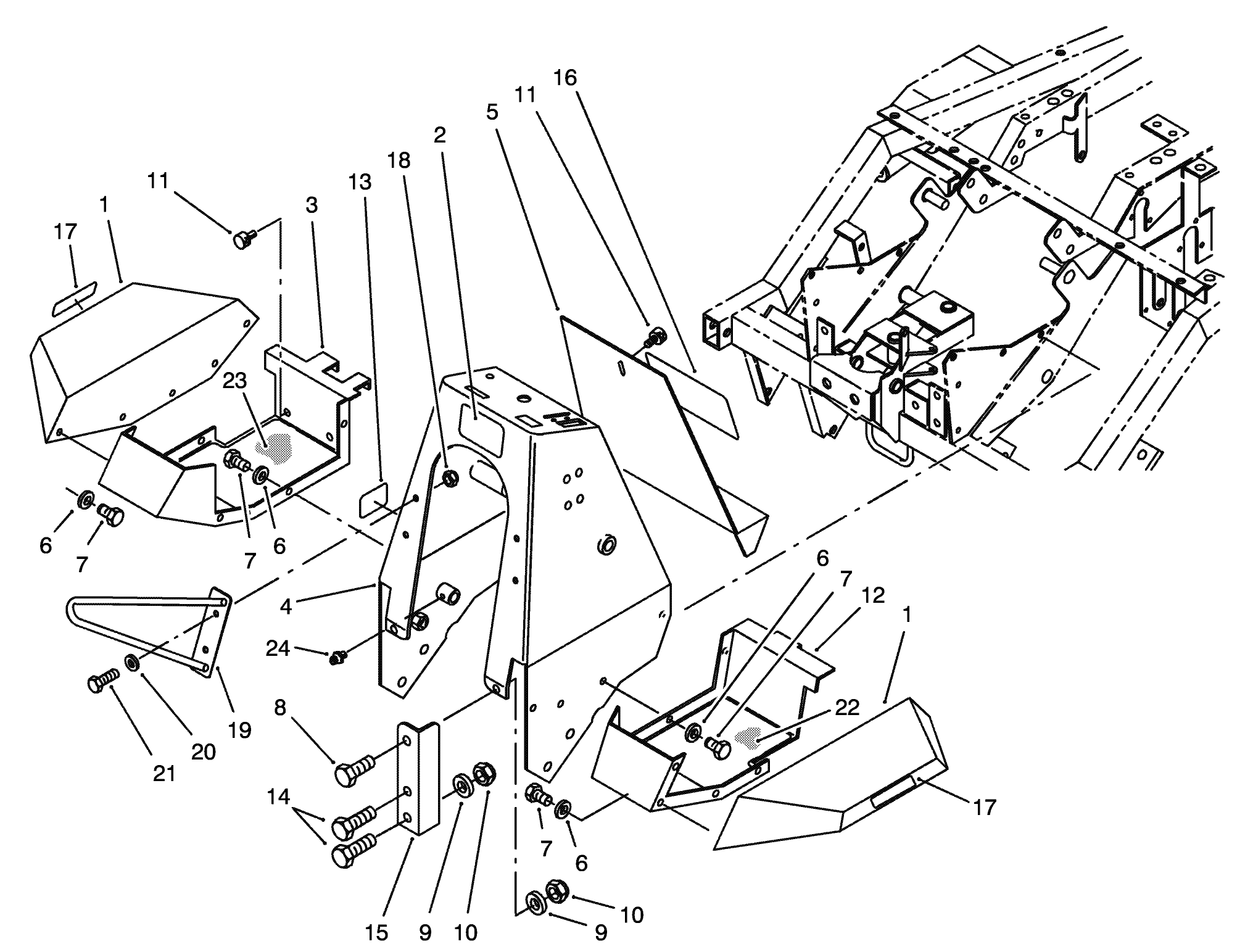 Control Panel, Footrest and Fender Assembly