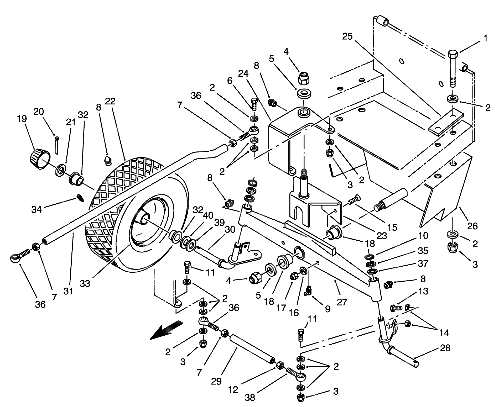 Rear Two Wheel Axle Assembly