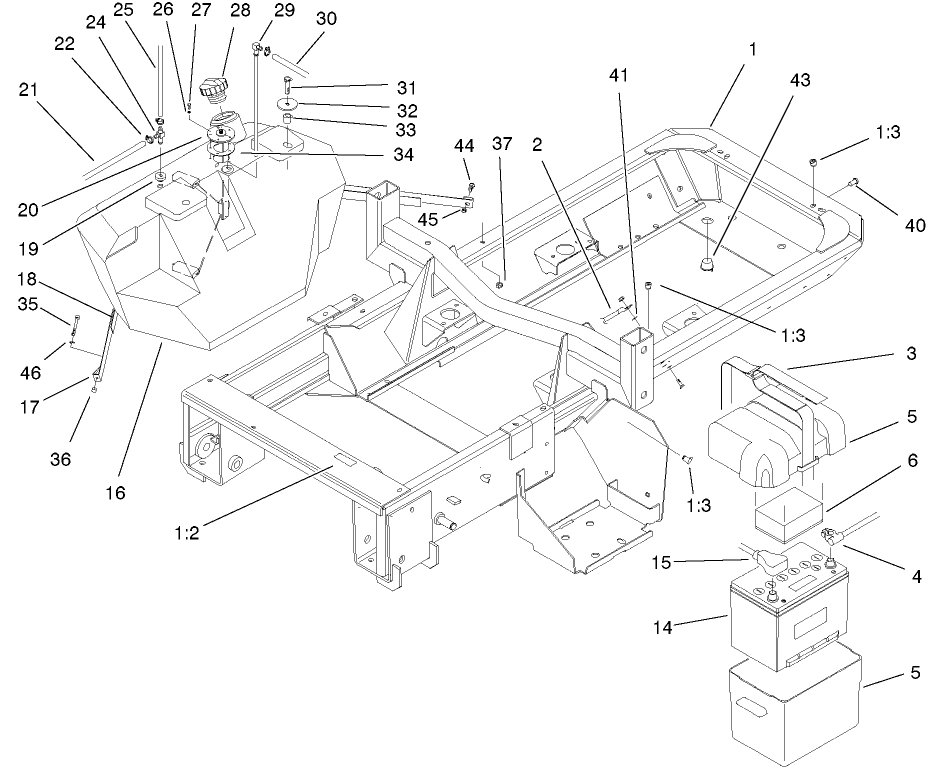 Frame, Fuel Tank And Battery Assembly