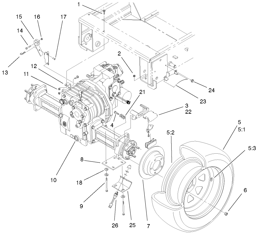Front Axle, Brake And Tire Assembly