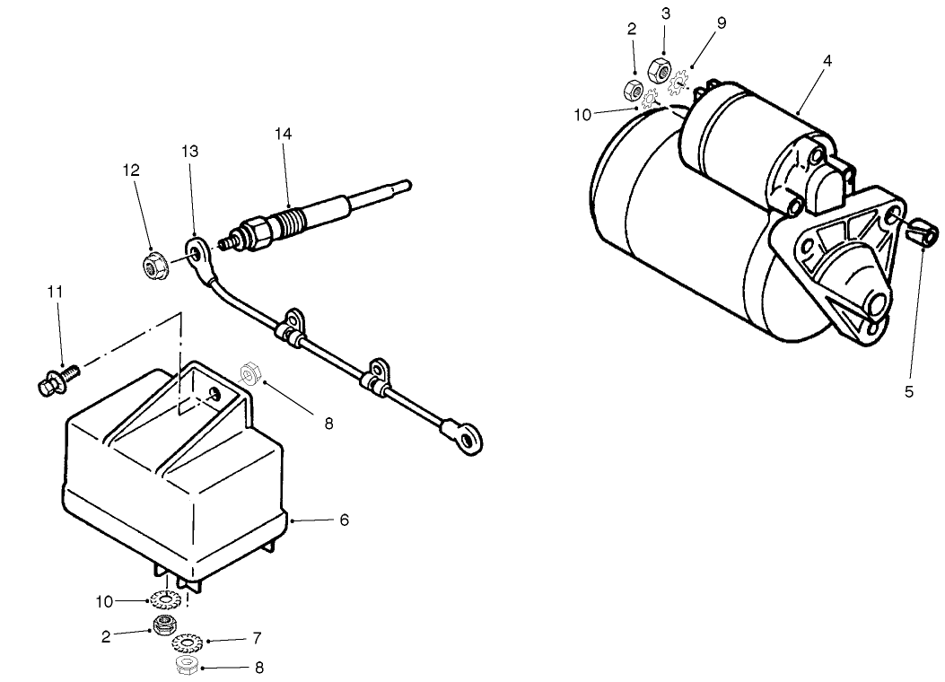 Starter And Glow Plugs Assembly