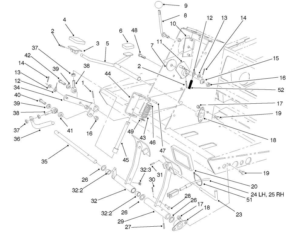 Traction And Brake Pedal Assembly