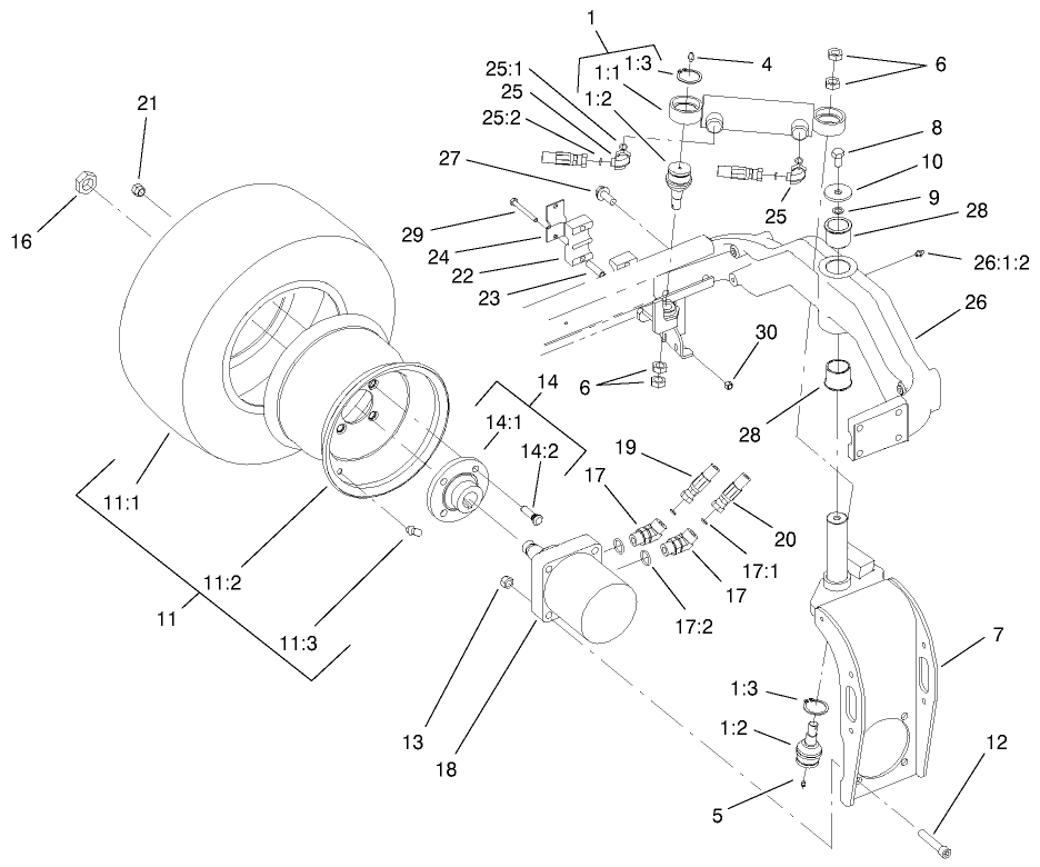 Rear Fork And Tire Assembly
