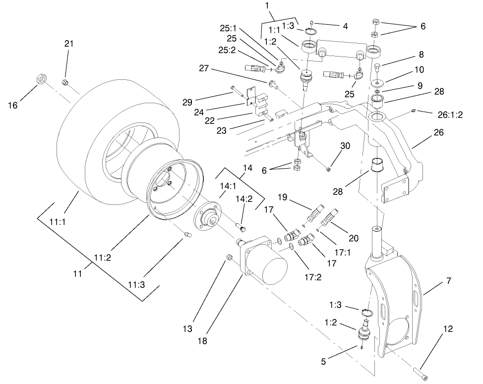Rear Fork And Tire Assembly