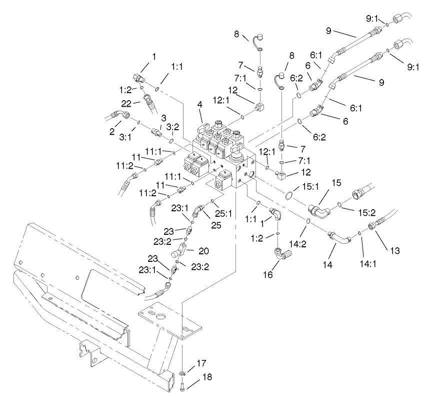 Hydraulic Control Block And Hoses Assembly