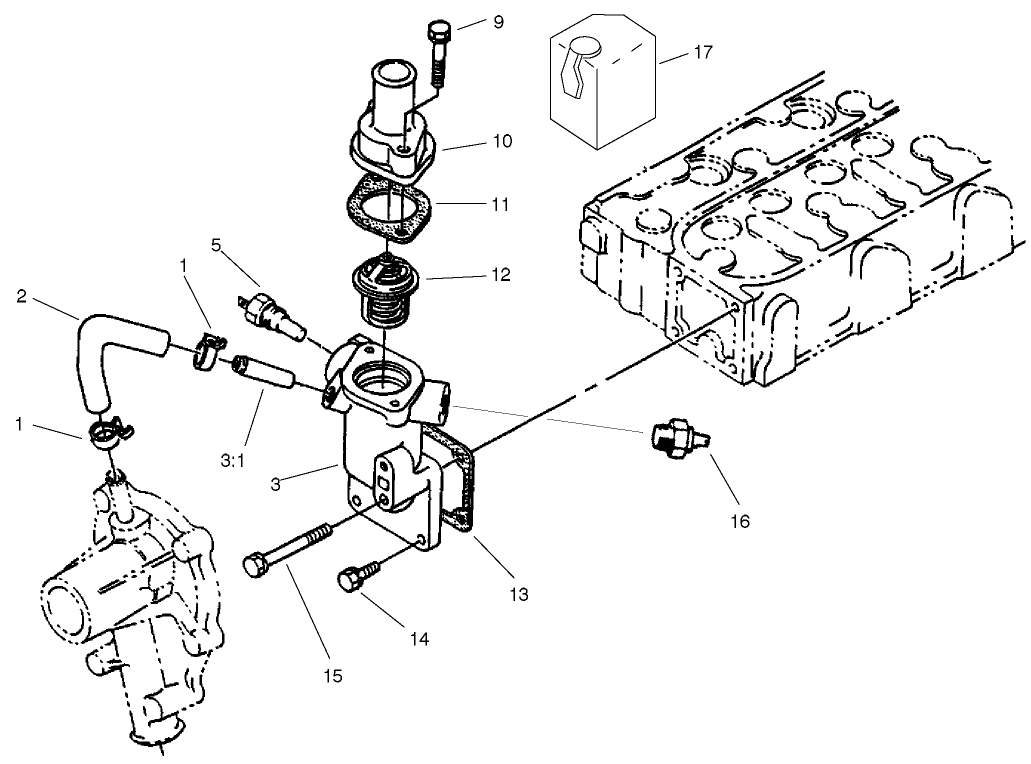 Water Flange And Thermostat Assembly